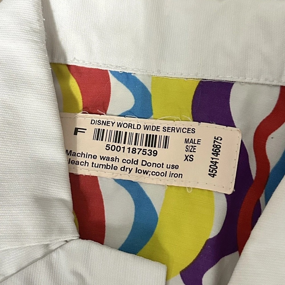 VTG Disney Cast Member Uniform Shirt XS Multicolor Wave Made USA 80s 90s Rare - Picture 5 of 6